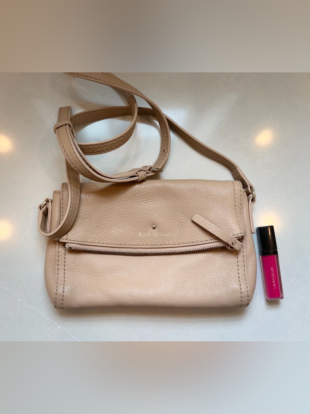Kate Spade Small Beige Leather Crossbody Bag